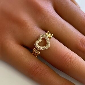 18k Gold Filled Heart Link Adjustable Ring